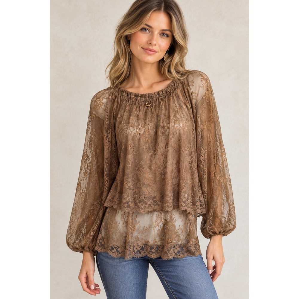 Jaded Gypsy Stardust Lave Coverlet Women S/M Chocolate Brown Moon Charm Tie Back